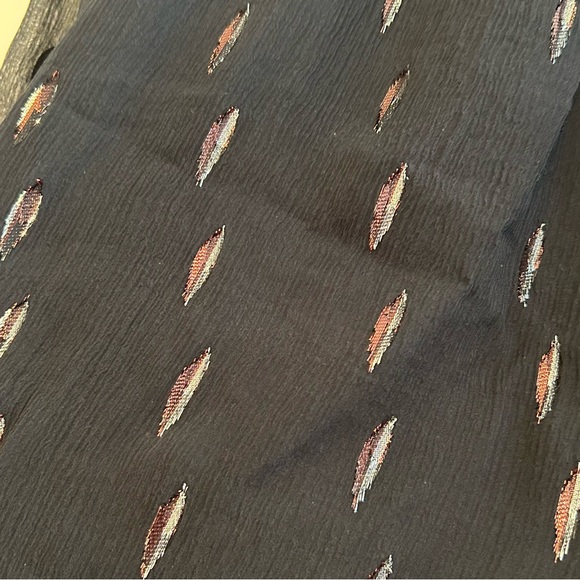 Rebecca Taylor Silk Metallic Chiffon Long Sleeve Top Size 6 - Picture 7 of 12